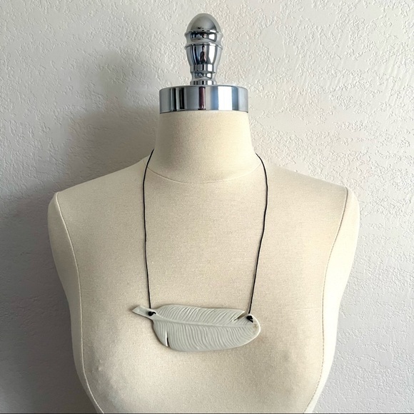 Handmade Porcelain Feather Necklace - Picture 3 of 3